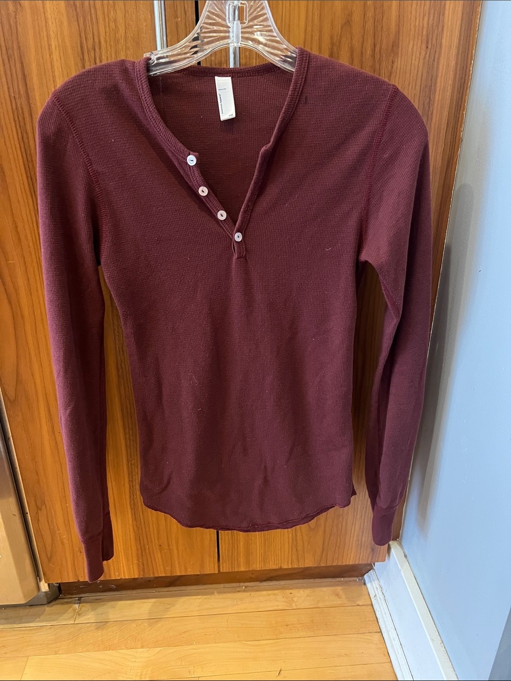 American Apparel Burgundy Long-Sleeve Henley - Never Worn, NWOT